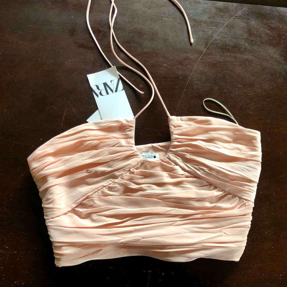 Zara blush pink cropped halter